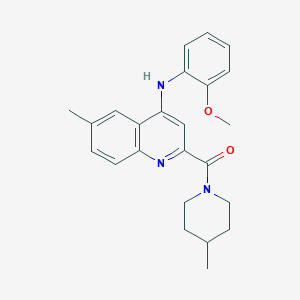 molecular formula C24H27N3O2 B2830036 N-(2-methoxyphenyl)-6-methyl-2-(4-methylpiperidine-1-carbonyl)quinolin-4-amine CAS No. 1251670-39-9