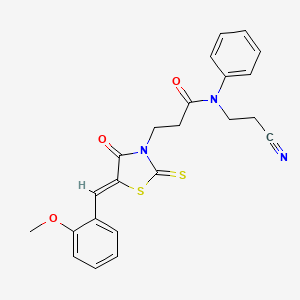 molecular formula C23H21N3O3S2 B2830040 N-(2-cyanoethyl)-3-[(5Z)-5-[(2-methoxyphenyl)methylidene]-4-oxo-2-sulfanylidene-1,3-thiazolidin-3-yl]-N-phenylpropanamide CAS No. 681480-90-0