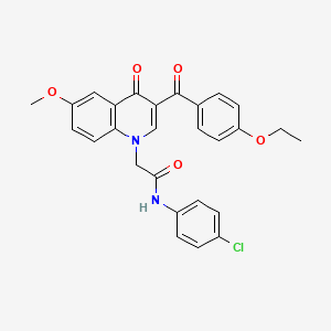 molecular formula C27H23ClN2O5 B2830080 N-(4-chlorophenyl)-2-[3-(4-ethoxybenzoyl)-6-methoxy-4-oxo-1,4-dihydroquinolin-1-yl]acetamide CAS No. 866349-94-2