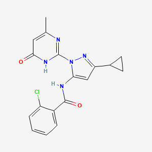 2-chloro-N-(3-cyclopropyl-1-(4-methyl-6-oxo-1,6-dihydropyrimidin-2-yl)-1H-pyrazol-5-yl)benzamide