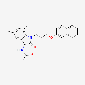 N-{5,7-dimethyl-1-[3-(naphthalen-2-yloxy)propyl]-2-oxo-2,3-dihydro-1H-indol-3-yl}acetamide