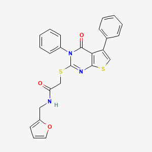 molecular formula C25H19N3O3S2 B2830118 N-[(furan-2-yl)methyl]-2-({4-oxo-3,5-diphenyl-3H,4H-thieno[2,3-d]pyrimidin-2-yl}sulfanyl)acetamide CAS No. 315710-36-2