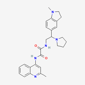 N1-(2-(1-methylindolin-5-yl)-2-(pyrrolidin-1-yl)ethyl)-N2-(2-methylquinolin-4-yl)oxalamide