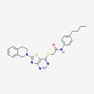 molecular formula C26H27N5OS2 B2830155 N-(4-butylphenyl)-2-{[2-(1,2,3,4-tetrahydroisoquinolin-2-yl)-[1,3]thiazolo[4,5-d]pyrimidin-7-yl]sulfanyl}acetamide CAS No. 1358224-58-4