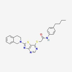 N-(4-butylphenyl)-2-((2-(3,4-dihydroisoquinolin-2(1H)-yl)thiazolo[4,5-d]pyrimidin-7-yl)thio)acetamide