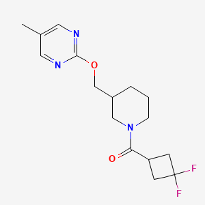 molecular formula C16H21F2N3O2 B2830158 (3,3-Difluorocyclobutyl)-[3-[(5-methylpyrimidin-2-yl)oxymethyl]piperidin-1-yl]methanone CAS No. 2379975-69-4