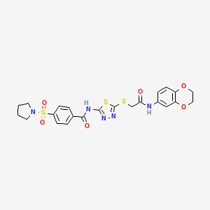 N-(5-((2-((2,3-dihydrobenzo[b][1,4]dioxin-6-yl)amino)-2-oxoethyl)thio)-1,3,4-thiadiazol-2-yl)-4-(pyrrolidin-1-ylsulfonyl)benzamide