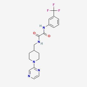 molecular formula C19H20F3N5O2 B2830205 N-{[1-(pyrazin-2-yl)piperidin-4-yl]methyl}-N'-[3-(trifluoromethyl)phenyl]ethanediamide CAS No. 1396876-27-9