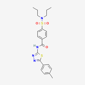 molecular formula C22H26N4O3S2 B2830215 4-(dipropylsulfamoyl)-N-[5-(4-methylphenyl)-1,3,4-thiadiazol-2-yl]benzamide CAS No. 379729-73-4