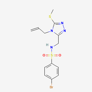 molecular formula C13H15BrN4O2S2 B2830233 N-{[4-allyl-5-(methylsulfanyl)-4H-1,2,4-triazol-3-yl]methyl}-4-bromobenzenesulfonamide CAS No. 338794-44-8