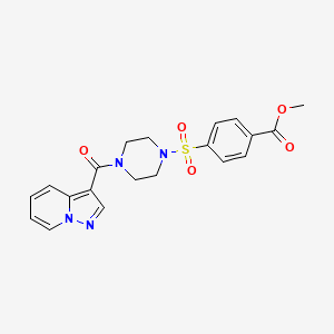 molecular formula C20H20N4O5S B2830238 Methyl 4-((4-(pyrazolo[1,5-a]pyridine-3-carbonyl)piperazin-1-yl)sulfonyl)benzoate CAS No. 1396873-63-4