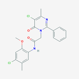 molecular formula C21H19Cl2N3O3 B2830302 N-(4-chloro-2-methoxy-5-methylphenyl)-2-(5-chloro-4-methyl-6-oxo-2-phenyl-1,6-dihydropyrimidin-1-yl)acetamide CAS No. 1421466-01-4