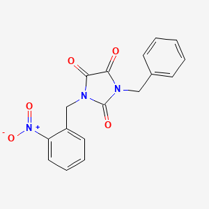 molecular formula C17H13N3O5 B2830307 1-Benzyl-3-[(2-nitrophenyl)methyl]imidazolidine-2,4,5-trione CAS No. 303986-26-7