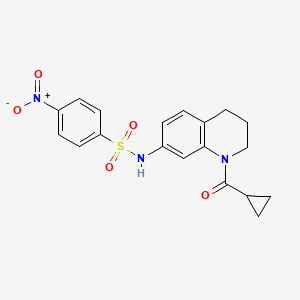 molecular formula C19H19N3O5S B2830329 N-(1-cyclopropanecarbonyl-1,2,3,4-tetrahydroquinolin-7-yl)-4-nitrobenzene-1-sulfonamide CAS No. 898465-62-8
