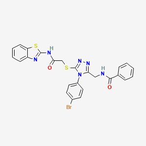 molecular formula C25H19BrN6O2S2 B2830351 N-((5-((2-(benzo[d]thiazol-2-ylamino)-2-oxoethyl)thio)-4-(4-bromophenyl)-4H-1,2,4-triazol-3-yl)methyl)benzamide CAS No. 393839-51-5