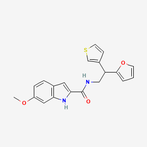 molecular formula C20H18N2O3S B2830360 N-[2-(furan-2-yl)-2-(thiophen-3-yl)ethyl]-6-methoxy-1H-indole-2-carboxamide CAS No. 2097898-53-6