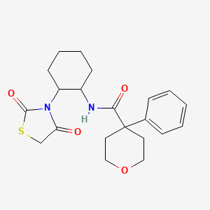 molecular formula C21H26N2O4S B2830365 N-[2-(2,4-dioxo-1,3-thiazolidin-3-yl)cyclohexyl]-4-phenyloxane-4-carboxamide CAS No. 1207038-83-2