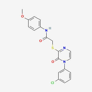 molecular formula C19H16ClN3O3S B2830397 2-{[4-(3-chlorophenyl)-3-oxo-3,4-dihydropyrazin-2-yl]sulfanyl}-N-(4-methoxyphenyl)acetamide CAS No. 895106-19-1