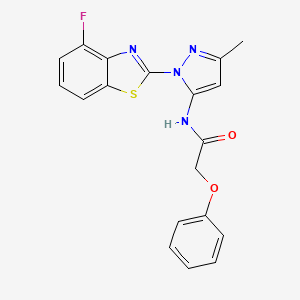 molecular formula C19H15FN4O2S B2830419 N-(1-(4-fluorobenzo[d]thiazol-2-yl)-3-methyl-1H-pyrazol-5-yl)-2-phenoxyacetamide CAS No. 1172512-04-7