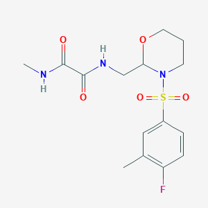 molecular formula C15H20FN3O5S B2830428 N'-{[3-(4-fluoro-3-methylbenzenesulfonyl)-1,3-oxazinan-2-yl]methyl}-N-methylethanediamide CAS No. 872725-00-3