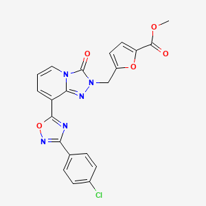 molecular formula C21H14ClN5O5 B2830446 methyl 5-({8-[3-(4-chlorophenyl)-1,2,4-oxadiazol-5-yl]-3-oxo-2H,3H-[1,2,4]triazolo[4,3-a]pyridin-2-yl}methyl)furan-2-carboxylate CAS No. 1251550-16-9