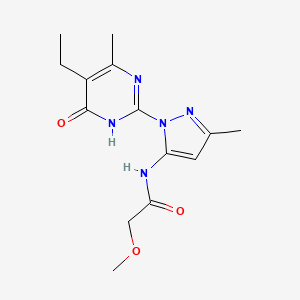 molecular formula C14H19N5O3 B2830455 N-(1-(5-ethyl-4-methyl-6-oxo-1,6-dihydropyrimidin-2-yl)-3-methyl-1H-pyrazol-5-yl)-2-methoxyacetamide CAS No. 1001943-34-5
