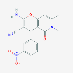 2-amino-6,7-dimethyl-4-(3-nitrophenyl)-5-oxo-5,6-dihydro-4H-pyrano[3,2-c]pyridine-3-carbonitrile