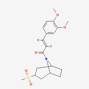 (E)-3-(3,4-dimethoxyphenyl)-1-((1R,5S)-3-(methylsulfonyl)-8-azabicyclo[3.2.1]octan-8-yl)prop-2-en-1-one