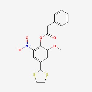4-(1,3-Dithiolan-2-yl)-2-methoxy-6-nitrophenyl 2-phenylacetate