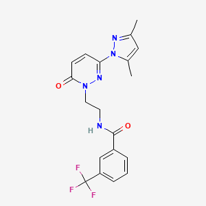 molecular formula C19H18F3N5O2 B2830539 N-(2-(3-(3,5-dimethyl-1H-pyrazol-1-yl)-6-oxopyridazin-1(6H)-yl)ethyl)-3-(trifluoromethyl)benzamide CAS No. 1351623-06-7