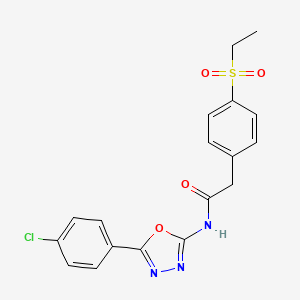 molecular formula C18H16ClN3O4S B2830592 N-(5-(4-chlorophenyl)-1,3,4-oxadiazol-2-yl)-2-(4-(ethylsulfonyl)phenyl)acetamide CAS No. 919858-91-6