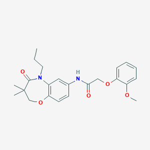 molecular formula C23H28N2O5 B2830604 N-(3,3-dimethyl-4-oxo-5-propyl-2,3,4,5-tetrahydro-1,5-benzoxazepin-7-yl)-2-(2-methoxyphenoxy)acetamide CAS No. 921522-19-2
