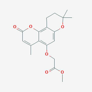 molecular formula C18H20O6 B2830616 methyl [(4,8,8-trimethyl-2-oxo-9,10-dihydro-2H,8H-pyrano[2,3-f]chromen-5-yl)oxy]acetate CAS No. 1014081-10-7
