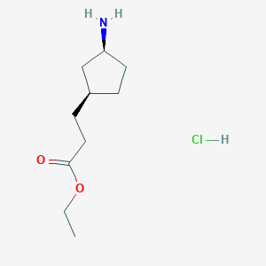 molecular formula C10H20ClNO2 B2830624 rac-ethyl3-[(1R,3R)-3-aminocyclopentyl]propanoatehydrochloride,cis CAS No. 2445750-14-9