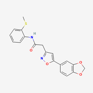 2-(5-(benzo[d][1,3]dioxol-5-yl)isoxazol-3-yl)-N-(2-(methylthio)phenyl)acetamide