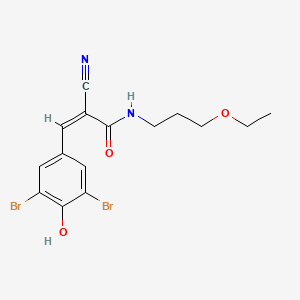 (Z)-2-Cyano-3-(3,5-dibromo-4-hydroxyphenyl)-N-(3-ethoxypropyl)prop-2-enamide