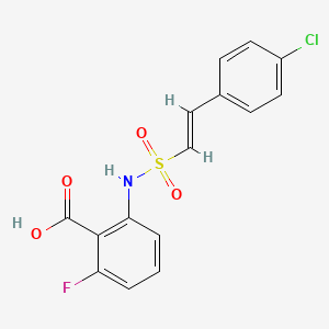 molecular formula C15H11ClFNO4S B2830756 2-[[(E)-2-(4-chlorophenyl)ethenyl]sulfonylamino]-6-fluorobenzoic acid CAS No. 1259228-03-9