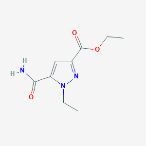 molecular formula C9H13N3O3 B2830761 ethyl 5-carbamoyl-1-ethyl-1H-pyrazole-3-carboxylate CAS No. 1946818-00-3
