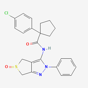 1-(4-chlorophenyl)-N-(5-oxo-2-phenyl-4,6-dihydrothieno[3,4-c]pyrazol-3-yl)cyclopentane-1-carboxamide