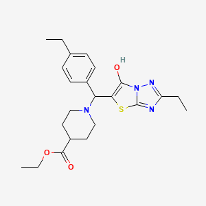 Ethyl 1-((2-ethyl-6-hydroxythiazolo[3,2-b][1,2,4]triazol-5-yl)(4-ethylphenyl)methyl)piperidine-4-carboxylate