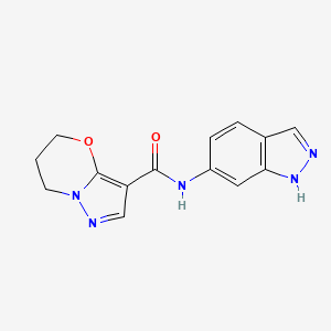 molecular formula C14H13N5O2 B2830855 N-(1H-INDAZOL-6-YL)-5H,6H,7H-PYRAZOLO[3,2-B][1,3]OXAZINE-3-CARBOXAMIDE CAS No. 1421482-61-2