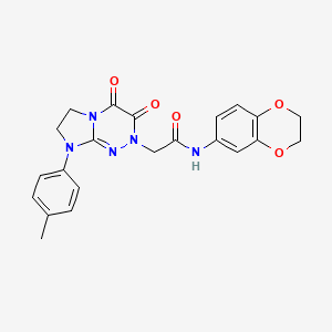 molecular formula C22H21N5O5 B2830901 N-(2,3-dihydro-1,4-benzodioxin-6-yl)-2-[8-(4-methylphenyl)-3,4-dioxo-2H,3H,4H,6H,7H,8H-imidazo[2,1-c][1,2,4]triazin-2-yl]acetamide CAS No. 941960-41-4