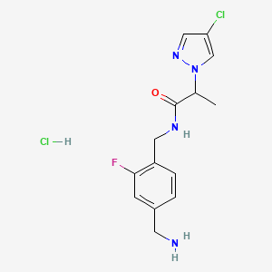N-[[4-(Aminomethyl)-2-fluorophenyl]methyl]-2-(4-chloropyrazol-1-yl)propanamide;hydrochloride