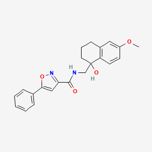 molecular formula C22H22N2O4 B2830946 N-((1-hydroxy-6-methoxy-1,2,3,4-tetrahydronaphthalen-1-yl)methyl)-5-phenylisoxazole-3-carboxamide CAS No. 2034531-25-2