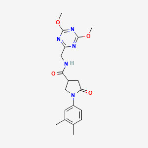molecular formula C19H23N5O4 B2831008 N-[(4,6-dimethoxy-1,3,5-triazin-2-yl)methyl]-1-(3,4-dimethylphenyl)-5-oxopyrrolidine-3-carboxamide CAS No. 2034538-76-4