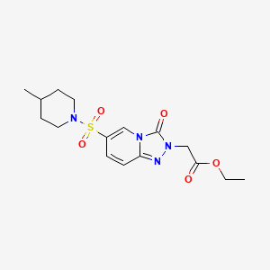 molecular formula C16H22N4O5S B2831016 ethyl 2-{6-[(4-methylpiperidin-1-yl)sulfonyl]-3-oxo-2H,3H-[1,2,4]triazolo[4,3-a]pyridin-2-yl}acetate CAS No. 1251626-83-1
