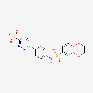 molecular formula C19H17N3O6S2 B2831056 N-[4-(6-methanesulfonylpyridazin-3-yl)phenyl]-2,3-dihydro-1,4-benzodioxine-6-sulfonamide CAS No. 921837-45-8