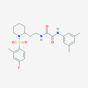 molecular formula C24H30FN3O4S B2831069 N'-(3,5-dimethylphenyl)-N-{2-[1-(4-fluoro-2-methylbenzenesulfonyl)piperidin-2-yl]ethyl}ethanediamide CAS No. 898407-20-0