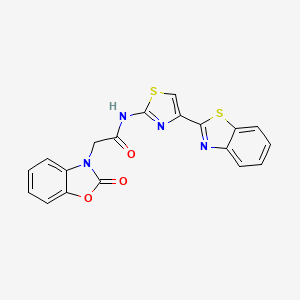 molecular formula C19H12N4O3S2 B2831082 N-(4-(benzo[d]thiazol-2-yl)thiazol-2-yl)-2-(2-oxobenzo[d]oxazol-3(2H)-yl)acetamide CAS No. 1219906-36-1