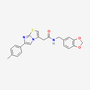 molecular formula C22H19N3O3S B2831097 N-[(2H-1,3-benzodioxol-5-yl)methyl]-2-[6-(4-methylphenyl)imidazo[2,1-b][1,3]thiazol-3-yl]acetamide CAS No. 897463-03-5